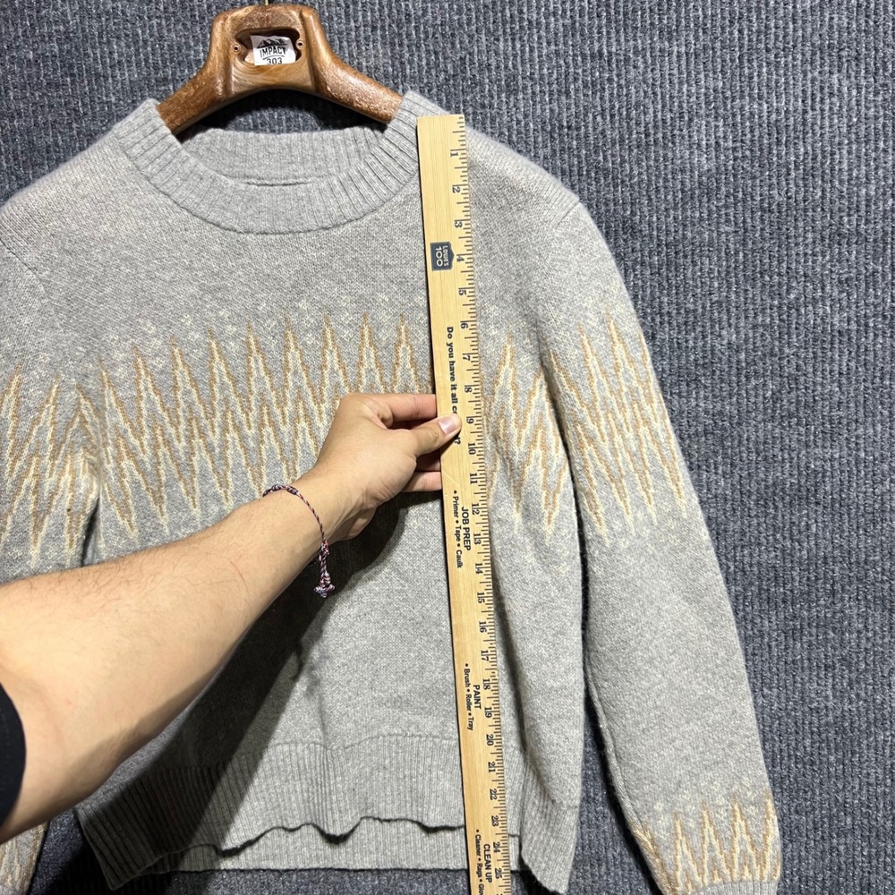 Patagonia Recycled Wool Sweater Women Large Grey Zig Zag Knit 51025 Crewneck - Picture 2 of 8